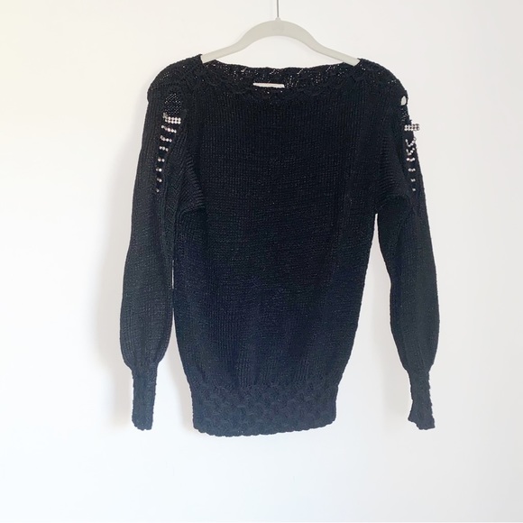 Vintage Sweater with Open Rhinestone Inserts in Sleeves - Picture 2 of 8